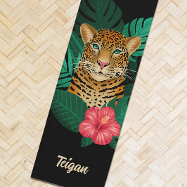 Esterilla De Yoga Bonito Jungle Leopard Floral Art | Negro | Nombre