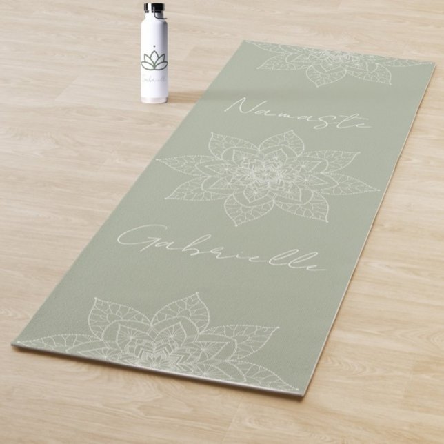 Esterilla De Yoga Bonito Sage Green Elegal Mandala Namaste Personal (Subido por el creador)