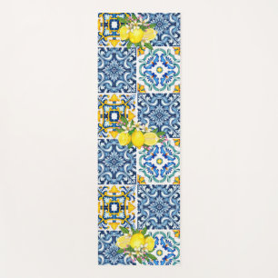 Esterilla De Yoga Brillante Mediterráneo Sicilia Tiles Citrus Lemons