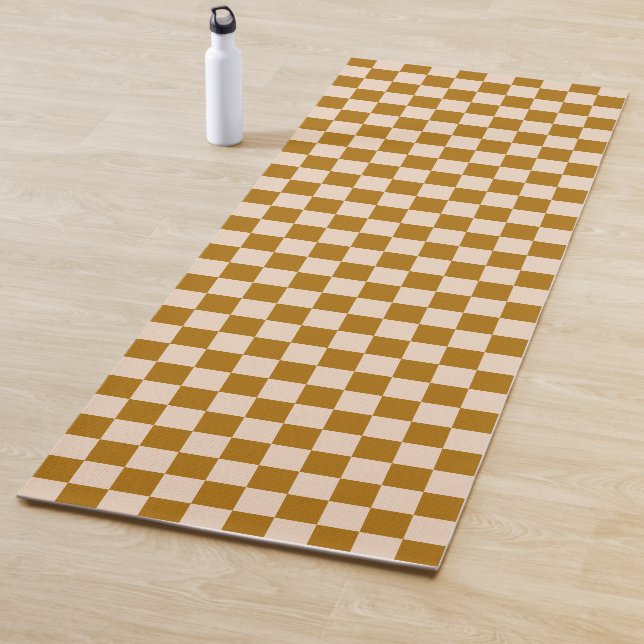 Esterilla De Yoga Brown and beige checkerboard pattern (In situ)