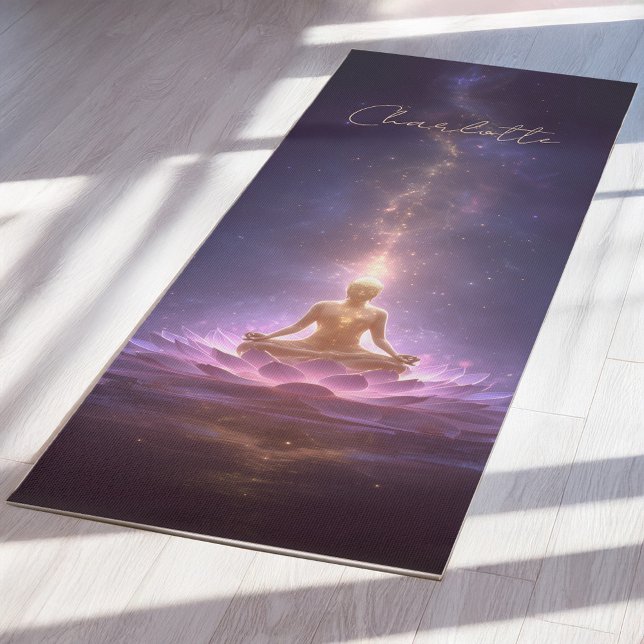 Esterilla De Yoga Buda Cósmico Personalizado  (Custom Cosmic Buddha Yoga Mat with your name or text.)
