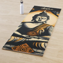 Buda del yoga en naranja y negro