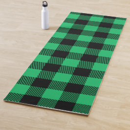 Esterilla De Yoga Búfalo verde y negro Check Gingham Holiday Yo