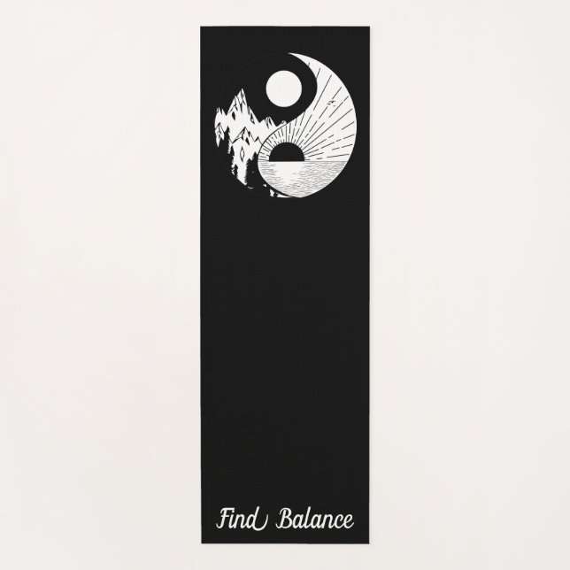Esterilla De Yoga Buscar equilibrio Zen Yin Yang blanco negro (Anverso)