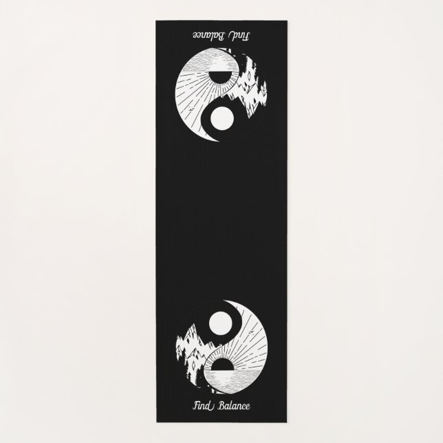 Esterilla De Yoga Buscar equilibrio Zen Yin Yang blanco negro (Anverso)