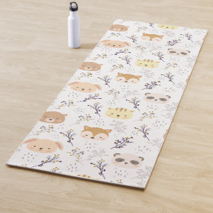 Esterilla De Yoga Cabeza Animal Adorable Y Patrón Floral