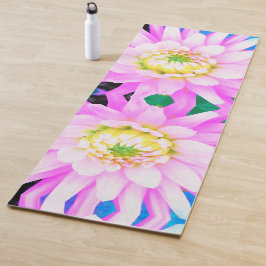 Esterilla De Yoga Cactus rosados, blancos y amarillos Dahlia Macro
