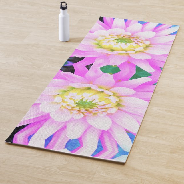 Esterilla De Yoga Cactus rosados, blancos y amarillos Dahlia Macro (In situ)