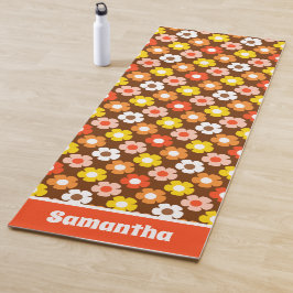 Esterilla De Yoga Caída Retro Flores de Otoño Patrón Marrón