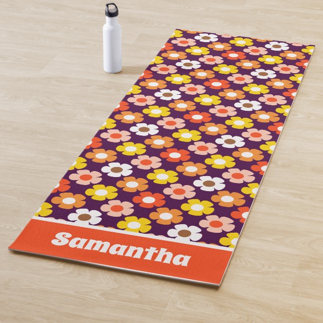 Esterilla De Yoga Caída Retro Flores de Otoño Patrón Púrpura (In situ)