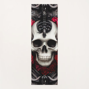 Esterilla De Yoga Calavera oscura y gótica y muria de Rosas