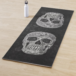 Esterilla De Yoga Calavera Textura Gótica Antigua, Negra Y Blanca