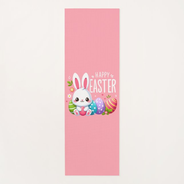 Esterilla De Yoga Cálido, rosa, conejito de Pascua (Anverso)