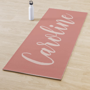 Esterilla De Yoga Caligrafía Minimalista de Terracota Personalizada