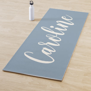 Esterilla De Yoga Caligrafía minimalista personalizada en azul turbi