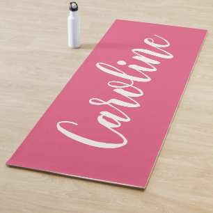 Esterilla De Yoga Caligrafía minimalista personalizada en rosa calie