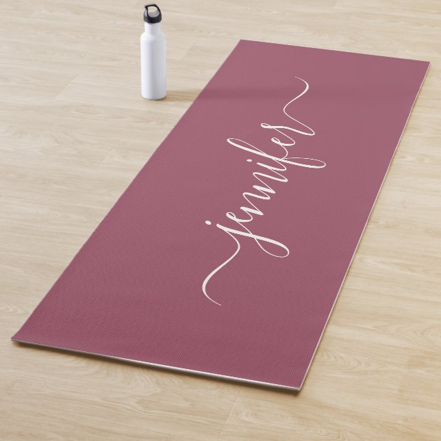 Esterilla De Yoga Calligraphy Script Name Rose Gold Elegant Fitness (In situ)