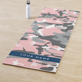 Esterilla De Yoga Camuflaje rosa y gris Tu nombre Personaliza