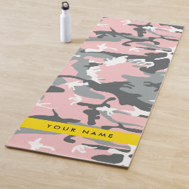 Esterilla De Yoga Camuflaje rosa y gris Tu nombre Personaliza