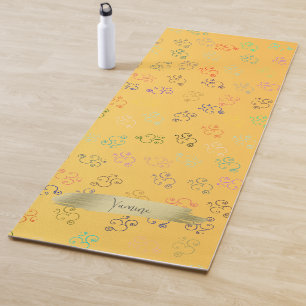 Esterilla De Yoga Caos OM Amarillo, Bonito brillante Om