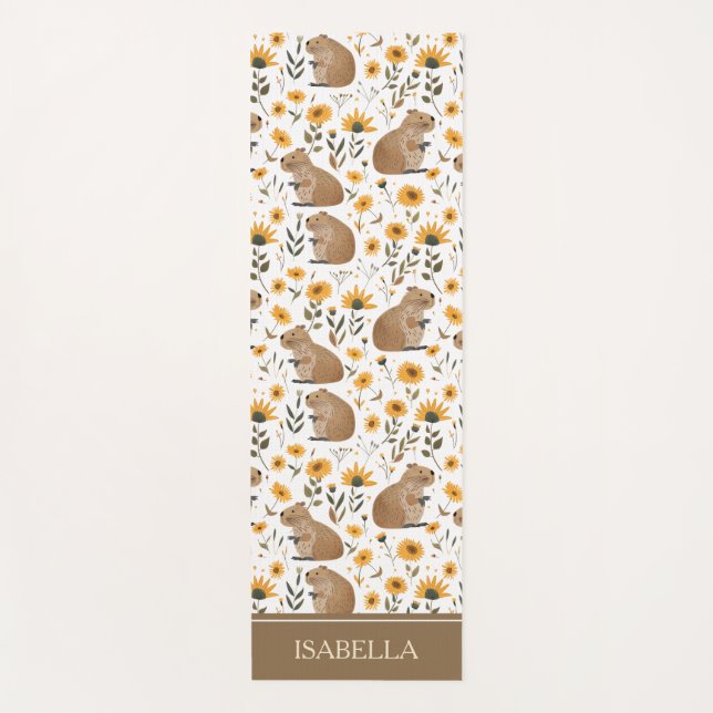 Esterilla De Yoga Capibara Floral Personalizada (Anverso)