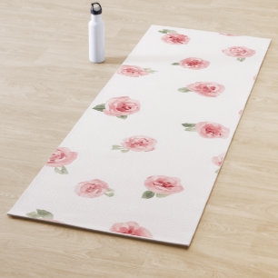 Esterilla De Yoga Capullo de rosa rosa acuarela floral vintage rosa 