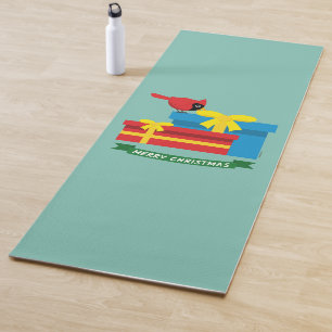 Esterilla De Yoga Cardenal rojo curado abre un regalo azul