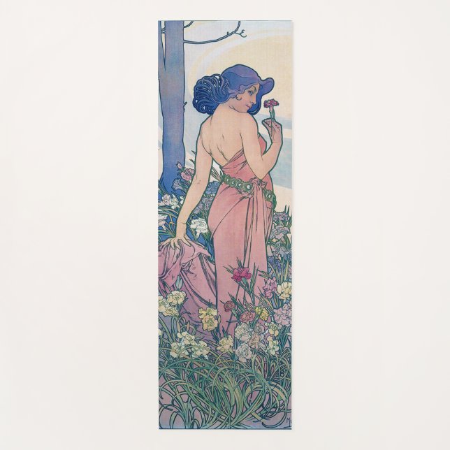 Esterilla De Yoga Carnación (Cuatro Flores), Alphonse Mucha (Anverso)