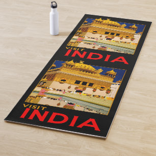 Esterilla De Yoga Cartel de viaje a la India arte vintage indio