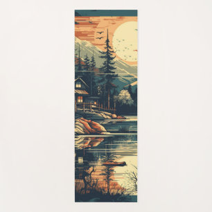 Esterilla De Yoga Casa de montaña Escandinavia Retro Art