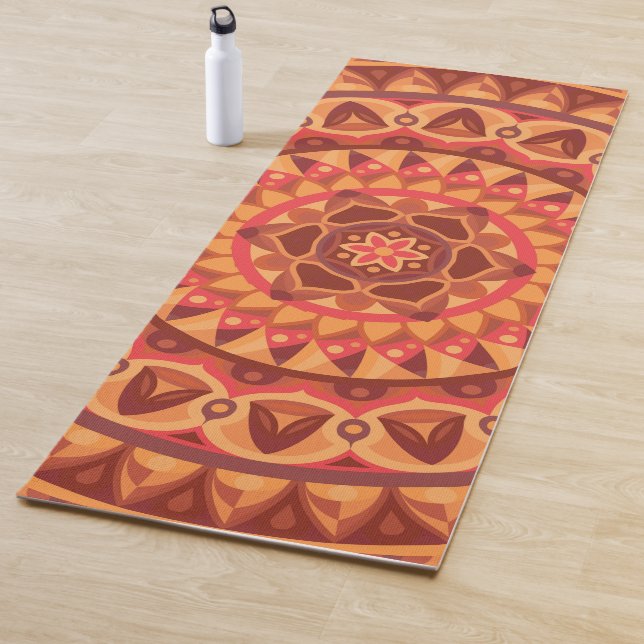 Esterilla De Yoga Centro de Mandala Marrón Diseño Boho Terroso Equil (In situ)