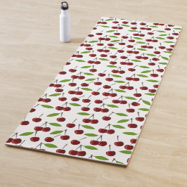 Esterilla De Yoga Cerezo Rojo, Patrón De Cerezas, Hojas, Fruta