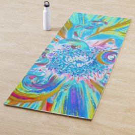 Esterilla De Yoga Chartreuse festivo y Petales de flores de Dahlia a