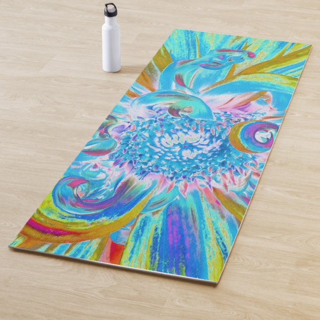 Esterilla De Yoga Chartreuse festivo y Petales de flores de Dahlia a (In situ)