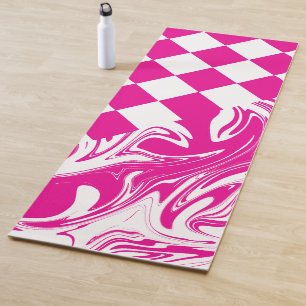 Esterilla De Yoga Cheques y muelles en magenta y blanco