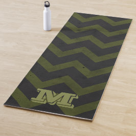 Esterilla De Yoga Chevron verde verde del ejército gris oscuro Monog