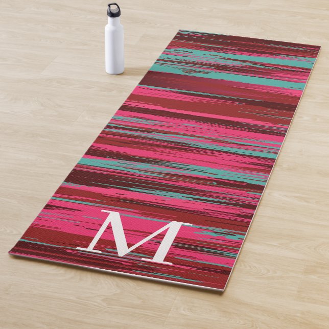 Esterilla De Yoga Chic Colorful Abstract Red &Pink Monogram (In situ)