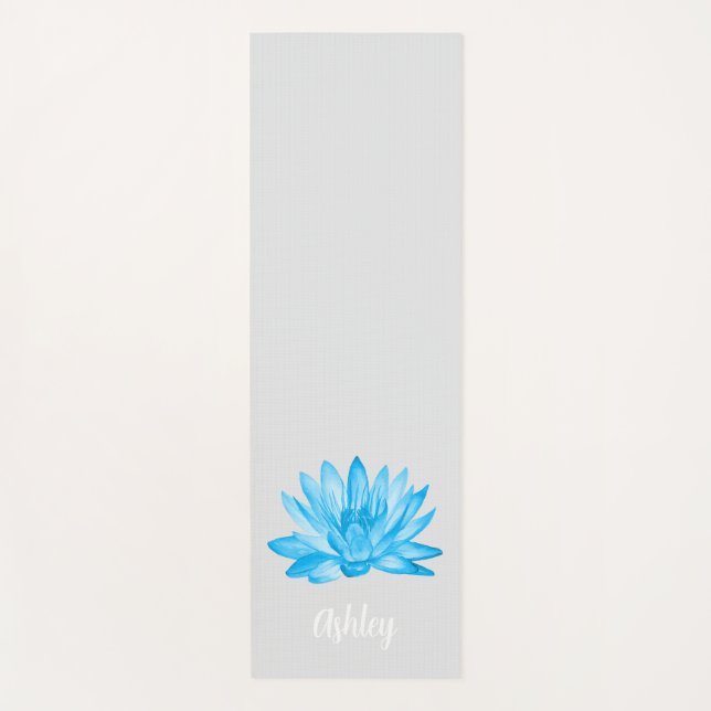 Esterilla De Yoga chic lotus baby blue personalized script (Anverso)