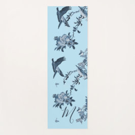 Esterilla De Yoga Chinoiserie azul blanco Floral estilo Monograma