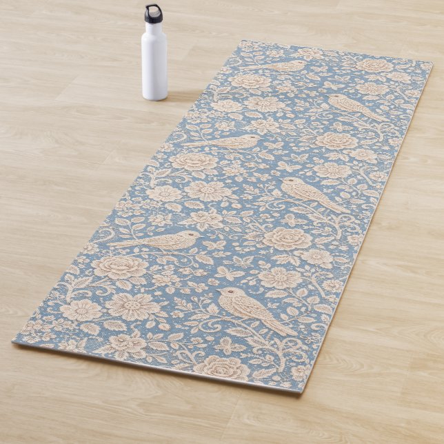 Esterilla De Yoga Chinoiserie Bird and Flower Seamless Pattern (In situ)