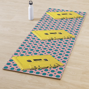 Esterilla De Yoga Cinta Cassette amarillo de arte pop