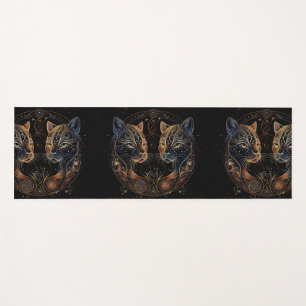 Esterilla De Yoga Círculo felino artístico de gatos gemelos