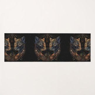 Esterilla De Yoga Círculo felino artístico de gatos gemelos