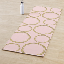 Esterilla De Yoga Círculos dorados y modernos chic rosa sonrojado