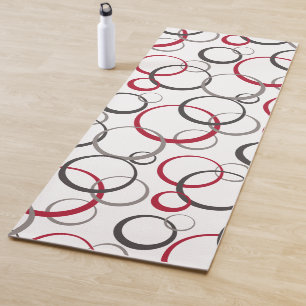 Esterilla De Yoga Círculos rojos grises blancos