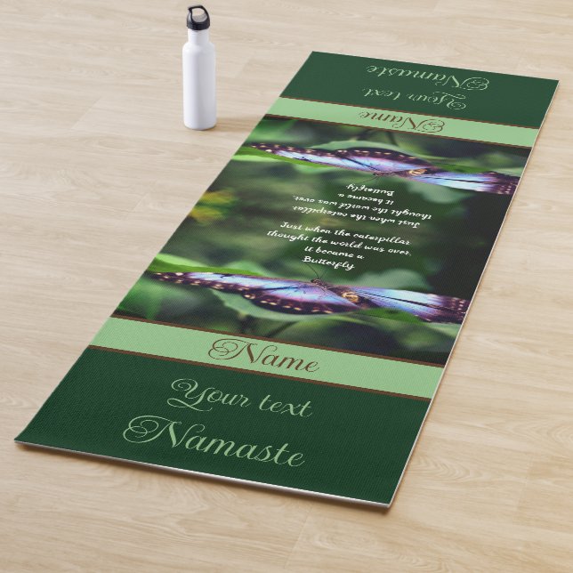 Esterilla De Yoga Cita Inspiradora de mariposa azul personalizada (In situ)