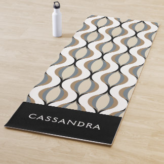 Esterilla De Yoga Clásico Taupe Beige Tan Guirnaldas de arte negro b