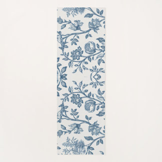 Esterilla De Yoga Clásico Vintage Francés Grabado Floral Toile-Azul