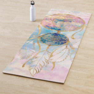 Esterilla De Yoga Classy Gold dreamcatcher Rainbow Clouds Sky design