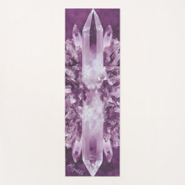 Esterilla De Yoga Clúster de cristal de cuarzo con fondo morado
